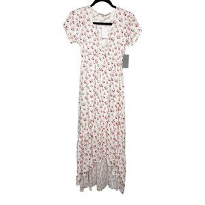 NWT VELVET TORCH NEW Rustic Prairie High Low Dress Size L Ivory Floral Tiered